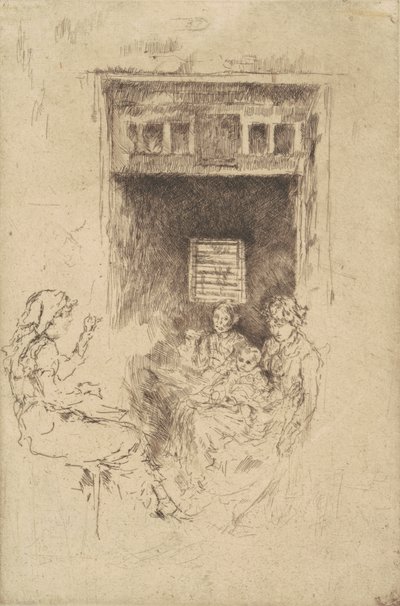 Bead-Stringers, 1880 (sert kağıt üzerine siyah gravür) by James Abbott McNeill Whistler