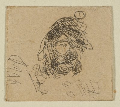 Sahil Araştırma Plakasındaki Eskizlerden Asker Şapkalı Sakallı Adam, 1854-55. by James Abbott McNeill Whistler