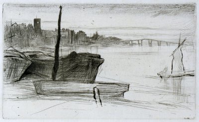 Chelsea Köprüsü ve Kilisesi by James Abbott McNeill Whistler