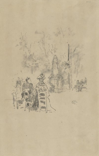 Heykelin altında konuşma, Lüksemburg Bahçeleri by James Abbott McNeill Whistler