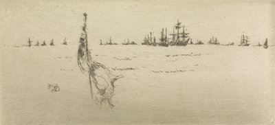 Bayrağı Daldırma, The Naval Review, 1887 başlıklı on iki gravürden by James Abbott McNeill Whistler
