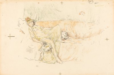 Draped Figür, Yatan, 1892. by James Abbott McNeill Whistler