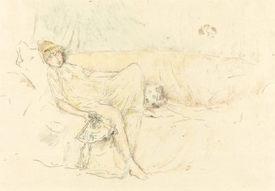 Draped Figür, Yatan, 1892. by James Abbott McNeill Whistler