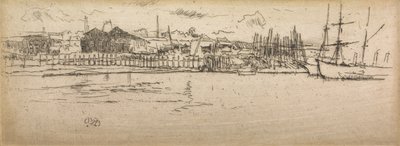 Dry-Dock, Southampton, The Naval Review, 1887 başlıklı on iki gravürden by James Abbott McNeill Whistler
