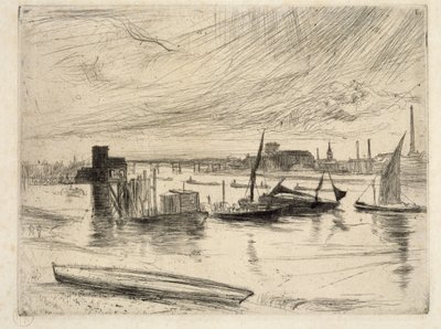 Sabah Erken, Battersea, 1861 (kuru nokta) by James Abbott McNeill Whistler