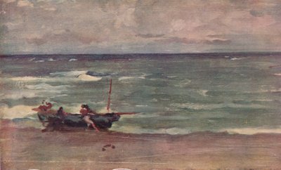 Mavi ve Gümüşte Uyum: Teknede Sahile Çıkmak, Etretat, c1897 by James Abbott McNeill Whistler
