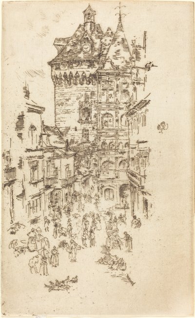 Hotel de Ville, Loches, 1888. by James Abbott McNeill Whistler