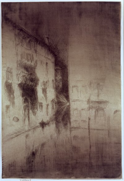 Nocturne: Palaces, 1879-80 (antika serilmiş kağıt üzerinde gravür ve kuru nokta) by James Abbott McNeill Whistler