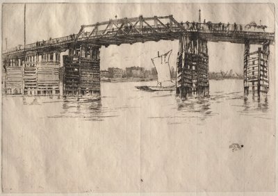 Eski Battersea Köprüsü. by James Abbott McNeill Whistler