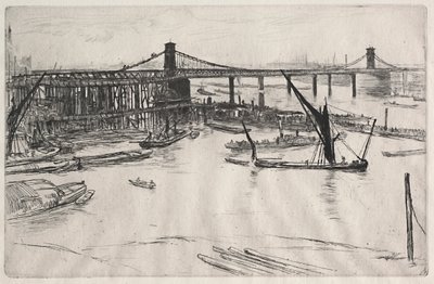 Eski Hungerford Köprüsü. by James Abbott McNeill Whistler