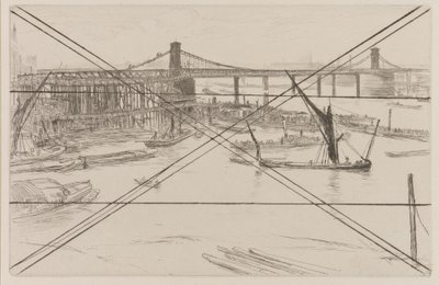 Eski Hungerford Köprüsü, 1861. by James Abbott McNeill Whistler