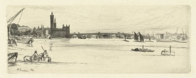Eski Westminster Köprüsü Thames ve diğer konulardaki sahnelerin on altı gravürü (seri başlığı) by James Abbott McNeill Whistler