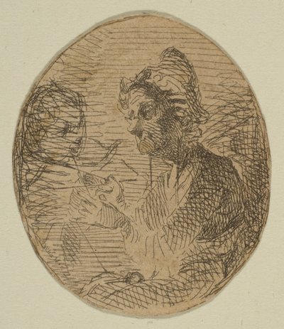 Sahil Araştırma Plakasındaki Eskizlerden Oval Yaşlı Kadın ve Çocuk, 1854-55. by James Abbott McNeill Whistler