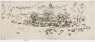 Pantheon, Lüksemburg Bahçeleri, c.1892-93 (kağıt üzerine gravür) by James Abbott McNeill Whistler