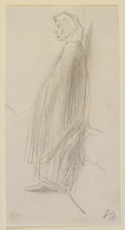 Ayakta duran yaşlı bir kadının profil çizimi, 1858. by James Abbott McNeill Whistler