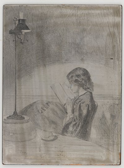 Lamplight tarafından okuma, 1858. by James Abbott McNeill Whistler