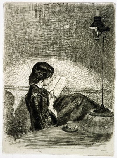 Lamplight tarafından okuma, 1858 by James Abbott McNeill Whistler
