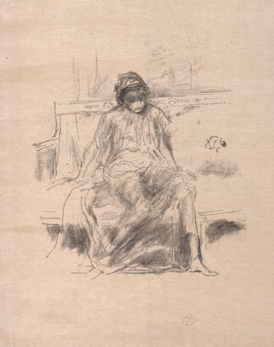 Oturan Draped Figür, 1893. by James Abbott McNeill Whistler