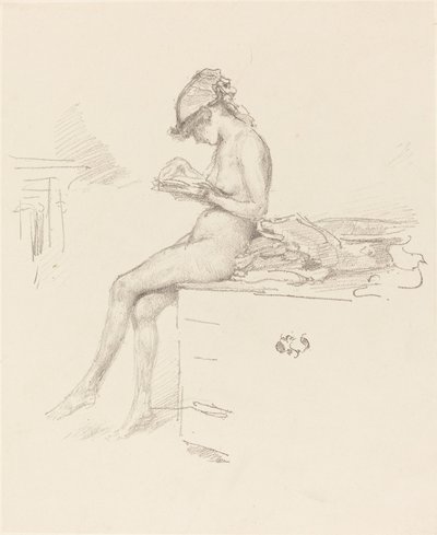 Küçük Çıplak Model, Okuma, 18891890. by James Abbott McNeill Whistler