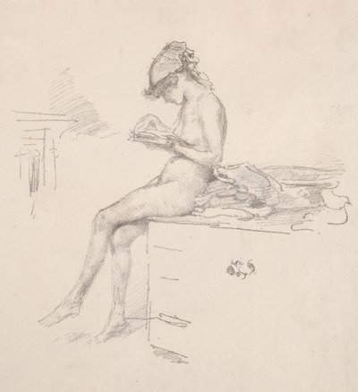 Küçük Çıplak Model Okuma, 1890. by James Abbott McNeill Whistler