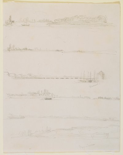 Ren Nehri, Worms ve Oppeheim yakınlarında, 1858. by James Abbott McNeill Whistler