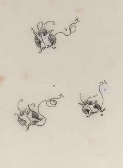 Üç Whistler Kelebek (litografik transfer kağıdı üzerinde mum boya ve Çin beyazı) by James Abbott McNeill Whistler