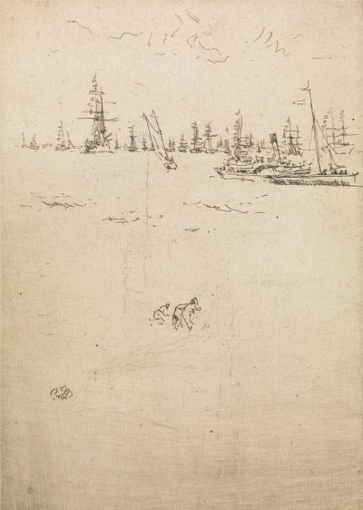 Ziyaretçi Teknesi, The Naval Review, 1887 başlıklı on iki gravür setinden by James Abbott McNeill Whistler