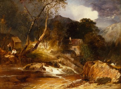 Su değirmeninde balık tutan çocuklar by James Baker Pyne