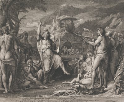 Orpheus ilahiyat eğitimi veriyor (Sanatı Teşvik Etmek İçin Topluluğun Büyük Odasının Duvarları İçin Tasarımlar) by James Barry