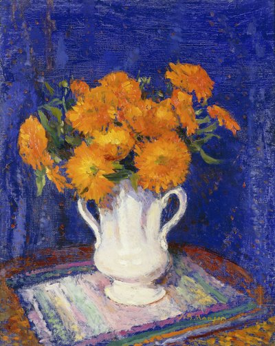 Beyaz Vazoda Marigoldlar by James Bolivar Manson