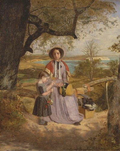 Culver Cliff, Wight Adası, Uzakta, Stile Tarafından Anne ve Çocuk by James Collinson