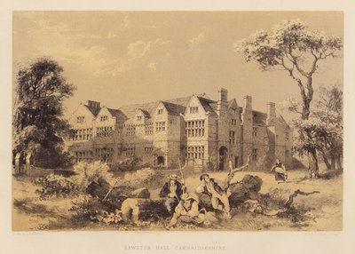Sawston Hall, Cambridgeshire (aquatint) by James Dafforne
