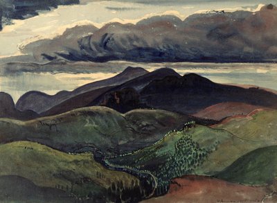 The Dark Mountains (Brecon Beacons) (suluboya, kağıt üzerine guaj) by James Dickson Innes