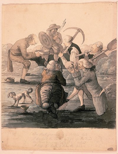 Barrow Diggers, c.1787 (kağıt üzerinde kalem ve mürekkeple yıkama) by James Douglas