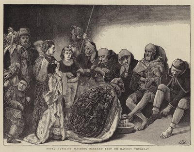 Kraliyet Alçakgönüllülüğü, Maundy Perşembe günü Dilencilerin Ayaklarını Yıkıyor by James Dromgole Linton