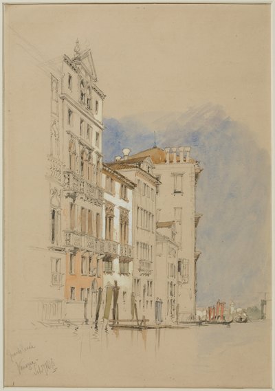 Grand Canal, Venedik, 1845 (dokuma kağıt üzerine kurşun kalem ve tuvalet) by James Duffield Harding