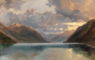 Luzern Gölü (kağıt üzerinde yağlı boya) by James Duffield Harding