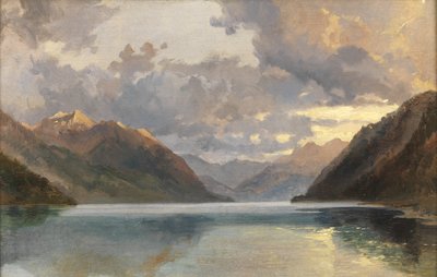 Luzern Gölü (tuval üzerine serilmiş kağıt üzerine yağlı boya) by James Duffield Harding