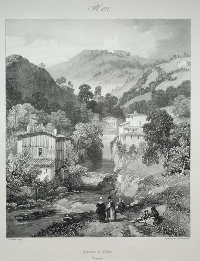 Antik Fransa'da pitoresk ve romantik yolculuklar. Auvergne: Thiers Şelaleleri by James Duffield Harding