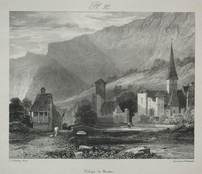Antik Fransa'da pitoresk ve romantik yolculuklar. Franche Comté: Baume Manastırı, Baume-les-Messieurs by James Duffield Harding