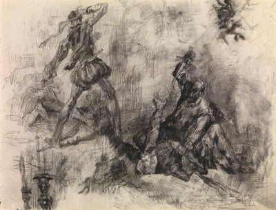 Don Kişot (kağıt üzerine mum boya ve siyah tebeşir) by James Ensor