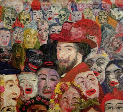 Maskelerle Çevrili Portrem by James Ensor