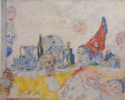 Sarı Cüppeli Pierrot ve İskelet by James Ensor