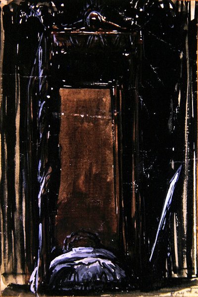 Yatak, c.1909 (kağıt üzerine mürekkep ve guaj boya) by James Ferrier Pryde