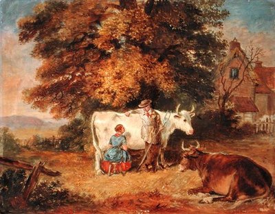 İnekler ile kırsal sahne by James Flewitt Mullock
