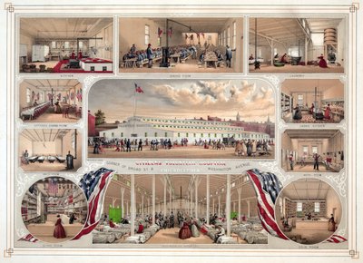 Vatandaş Gönüllü Hastanesi için poster, Philadelphia, pub. 1862 by James Fuller Queen