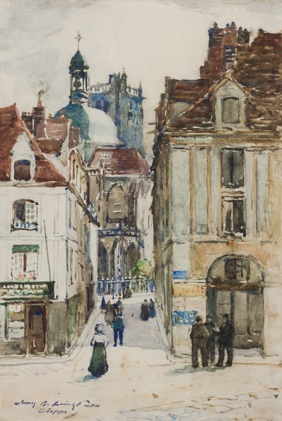 Dieppe, Rue Notre Dame, rıhtım kenarından, 1900 dolayları by James Garden Laing