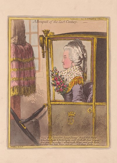 Geçen Yüzyılın Buketi, pub. 1802 (el renkli gravür) by James Gillray