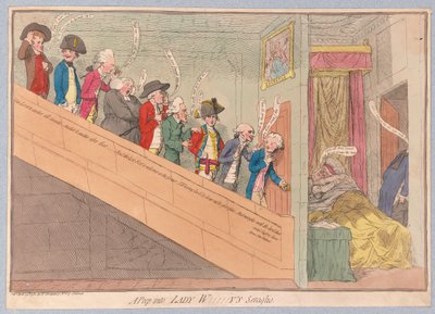 Lady W!!!!!ys Seraglio, pub içine bir Peep. 1782 (el renkli gravür) by James Gillray