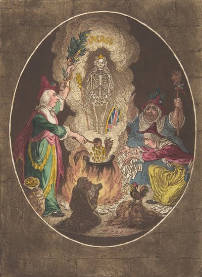 Bir Phantasmagoria,—Silahlı Bir İskelet Oluşturma Sahnesi, 5 Ocak 1803., 5 Ocak 1803. by James Gillray